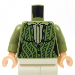 Lego - ﻿Olive Green Torso Female Outline, Green Cabled Cardigan Sweater with Collared Shirt