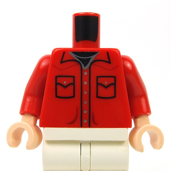 Lego Minifig Torso Red Shirt With Pockets Light Nougat Hands C09 NEW 