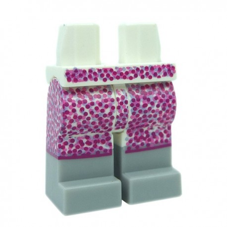 Lego Accessoires Minifig - Jambes avec une jupe à points roses & bottes (Blanc)
