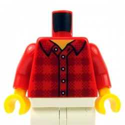 Lego Minifig - Torse - Chemise à carreaux , 5 boutons (Rouge)