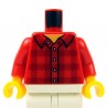 Lego Minifig - Torse - Chemise à carreaux , 5 boutons (Rouge)