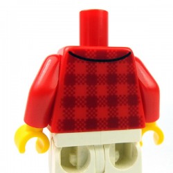 Lego Minifig - Torse - Chemise à carreaux , 5 boutons (Rouge)
