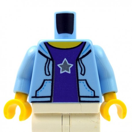 Lego Minifig - Torse - Sweat à capuche ouvert avec chemise violette & étoile d’argent﻿
