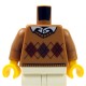 Lego - Medium Dark Flesh Torso Argyle Sweater, White Shirt Collar & Button