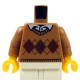 Lego - Medium Dark Flesh Torso Argyle Sweater, White Shirt Collar & Button