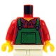 Lego Minifig - Torse - Salopette Vere, chemise, large encolure (Rouge)