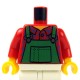 Lego - ﻿Red Torso Overalls Green, Check Shirt, Wide Neckline, Dotted Seams on Back