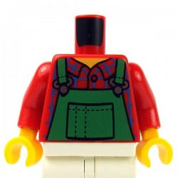 Lego - ﻿Red Torso Overalls Green, Check Shirt, Wide Neckline, Dotted Seams on Back