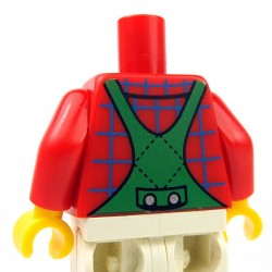 Lego Minifig - Torse - Salopette Vere, chemise, large encolure (Rouge)