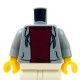 Lego - ﻿Light Bluish Gray Torso Hooded Sweatshirt Open, Drawstrings over Dark Red Top