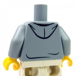 Lego - ﻿Light Bluish Gray Torso Hooded Sweatshirt Open, Drawstrings over Dark Red Top