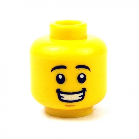 Lego New Yellow Minifigure Head Dual Sided Black Bushy Eyebrows Chin Dimple Lego New Yellow Minifigure Head Dual Sided Black Bushy Eyebrows Chin Dimple