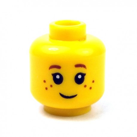 LEGO Head Hair Yellow MINIFGURE HEAD Happy DUAL SIDED Eyelashes Female Freckles