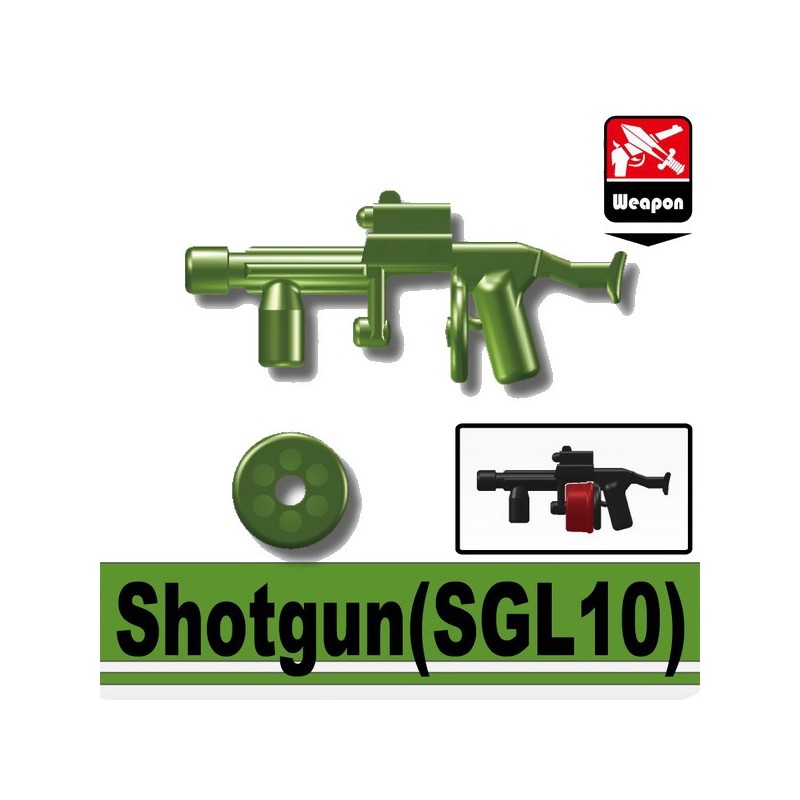 Lego Custom Minifigure Accessories Si-Dan Toys Weapon Black Shotgun ( Green)