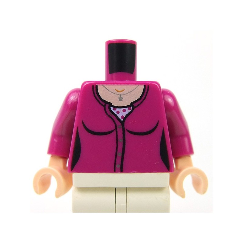 Lego 6 Torso Body For Female Girl Minifigure Pink Stripy Halter Neck Necklace