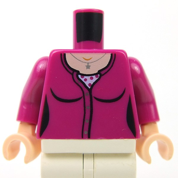 Lego New Bright Pink Minifigure Torso Female Dress Shoulder Ruffles Flesh Arms 