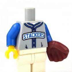 Lego - ﻿Light Bluish Gray Torso Baseball Jersey 'STACKERS', Baseball Glove Left﻿﻿