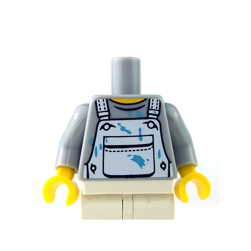 LEGO Minifigure Torso Top Trenchcoat Blue White Shirt necklace Bluish Gray HP 
