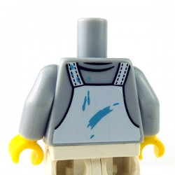 Lego Minifigure - Torse - Salopette taches de peinture (Light Bluish Gray)