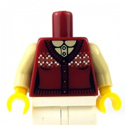 Lego Minifigure - Torse - Gilet, Chemise jacquard (Rouge foncé)