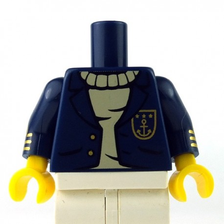Lego Minifigure - Torse - Veste avec boutons dorés & une ancre sur le pull﻿ (Bleu foncé)