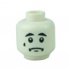 LEGO - White Minifig, Head Male Black Thick Eyebrows, White Pupils, Sad with Tear﻿