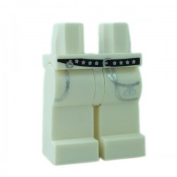 Lego Minifigure - Jambes avec ceinture noire étoilées & chaînes (Blanc)