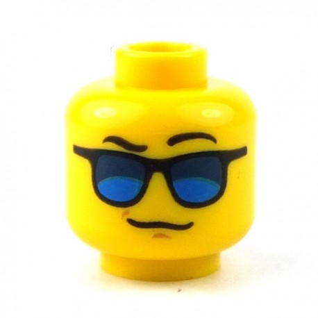 Lego Silver Sunglasses Head x 1 Yellow for Minifigure Lego Silver Sunglasses Head x 1 Yellow for Minifigure