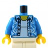 LEGO - Dark Azure Torso Hawaiian Shirt Open with White Flowers over White Undershirt