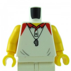 LEGO - White Torso Polo Shirt, Red Collar, Silver Whistle