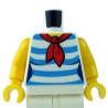 LEGO minifigure - Torse - Chemise blanche à rayures, foulard rouge (Blanc)