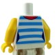 LEGO - White Torso Female Shirt with Red Scarf & 5 Dark Azure Stripes