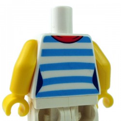 LEGO minifigure - Torse - Chemise blanche à rayures, foulard rouge (Blanc)