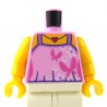 LEGO - Bright Pink Torso Female Top with Dark Pink Butterflies, White Flowers & Red Heart Necklace
