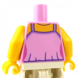 LEGO - Bright Pink Torso Female Top with Dark Pink Butterflies, White Flowers & Red Heart Necklace