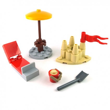Lego - Parasol, Deckchair, Sand Castle﻿...