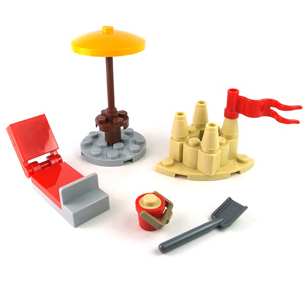 Lego Accessoires Minifig Mini Set Parasol, Transat, Chateau de