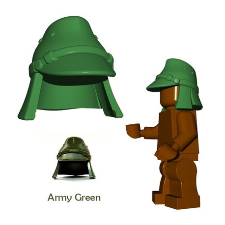 Lego Accessoires Minifigure BrickWarriors - Casquette Japonaise (Vert Militaire)