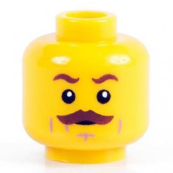 Minifig Co.- Brown Mustache Head (Yellow)