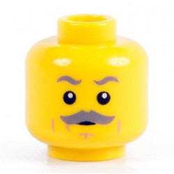 Lego Minifig Co. - Tête - Moustache Grise (Jaune)