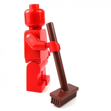 Lego 2 New Reddish Brown Minifigure Push Broom Pieces Pushbroom Utensil D685