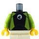 LEGO - Black Torso Wetsuit White Logo, Lime Sides & Silver Zipper, Cord on Back