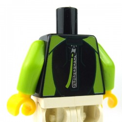 LEGO - Black Torso Wetsuit White Logo, Lime Sides & Silver Zipper, Cord on Back