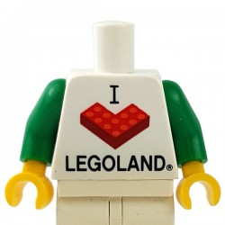 LEGO - White Torso "I Brick LEGOLAND", Green Arms, Yellow Hands 