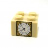 Lego - Tan Brick 2x2 with Pearl Gold & White Big Ben Clock Face