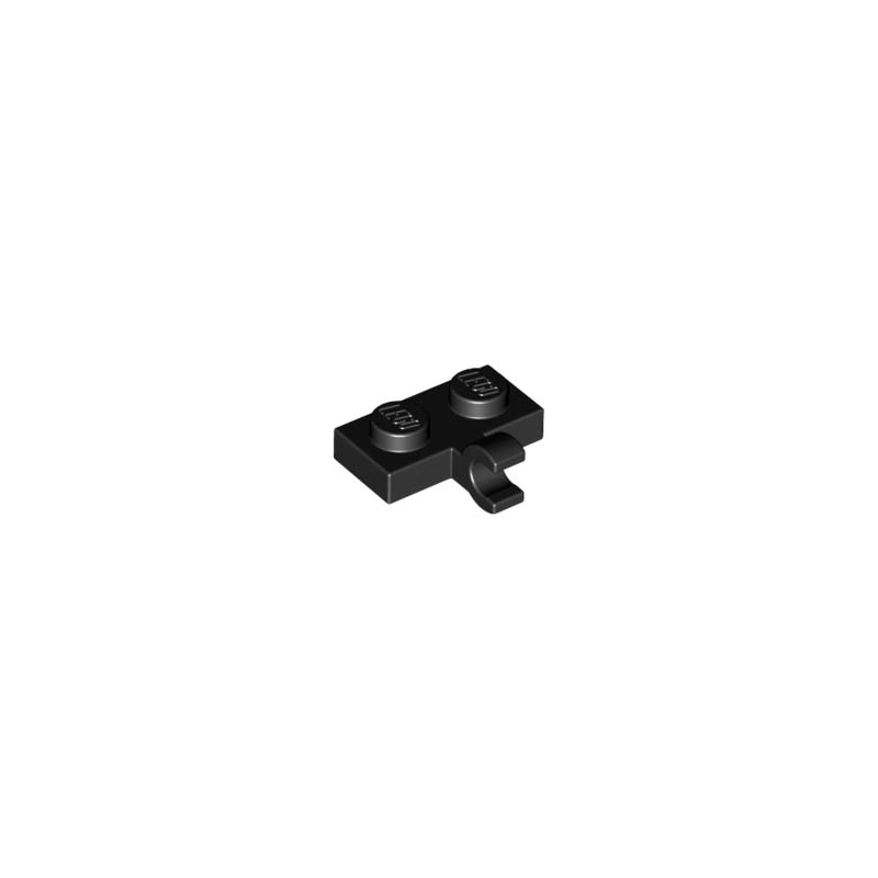 Lego 50 New Black Plates Modified 1 x 2 with Clip Horizontal on Side Parts