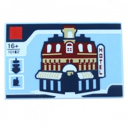 LEGO Accessoires Minifigure - Tile 2x3 - Cafe Corner Boite Lego '10182' 'HOTEL'- Tile 2x3 (Bright Light Blue)
