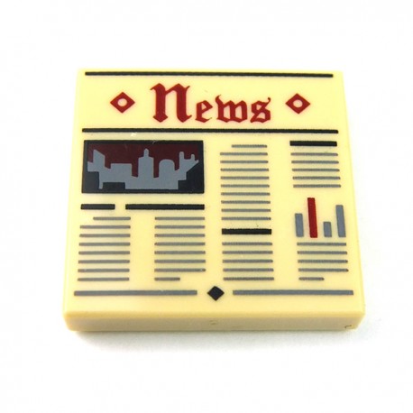 LEGO Accessoires Minifigure - Tile 2x2 - Journal "News" (Beige)