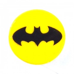 LEGO Minifigure Accessories - Yellow Tile Round 2x2 Black Bat Batman Logo