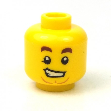 LEGO® - Yellow Minifig, Head Dark Brown Eyebrows, Lopsided Grin, Medium Dark Flesh Anchor Beard